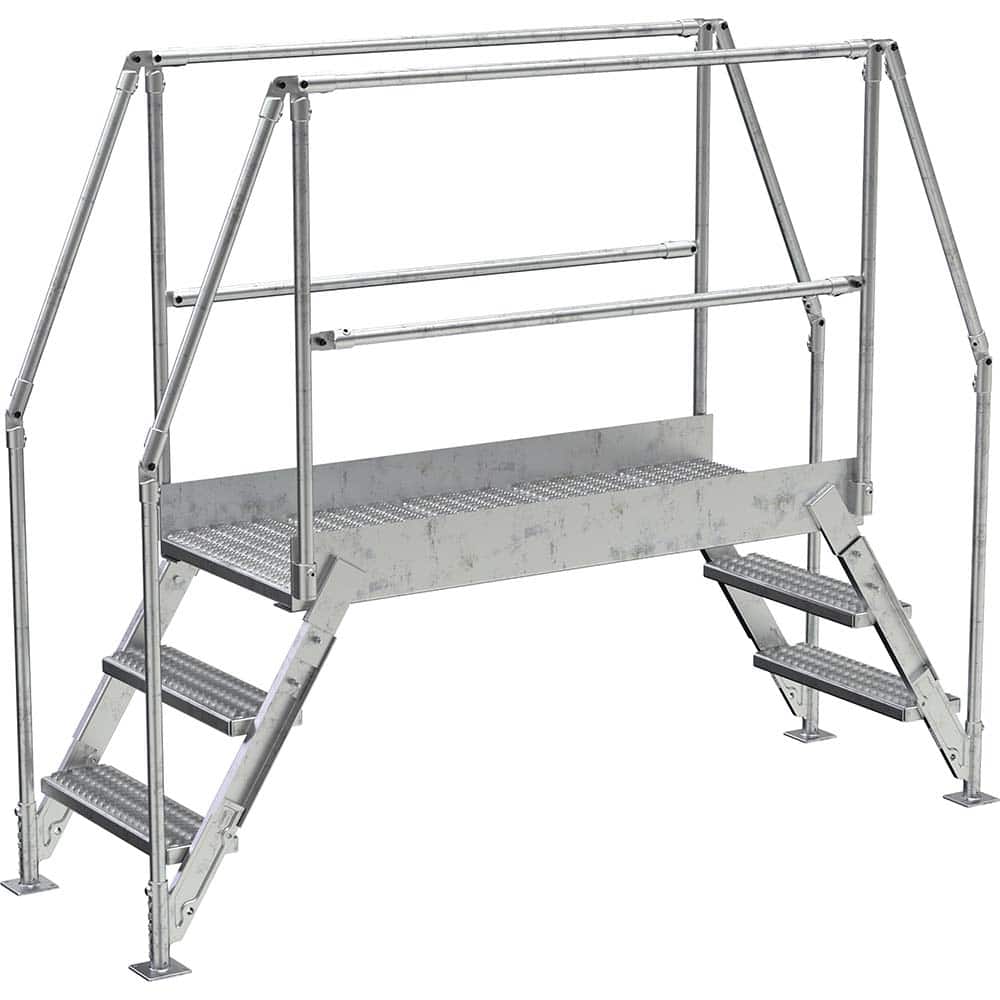 Vestil - Rolling & Wall Mounted Ladders & Platforms; Type: Crossover Bridge ; Style: Crossover ; Number of Steps / Rungs: 3 ; Height (Inch): 73 ; Load Capacity (Lb.): 500.000 ; Base Width (Inch): 29-1/4 - Exact Tooling
