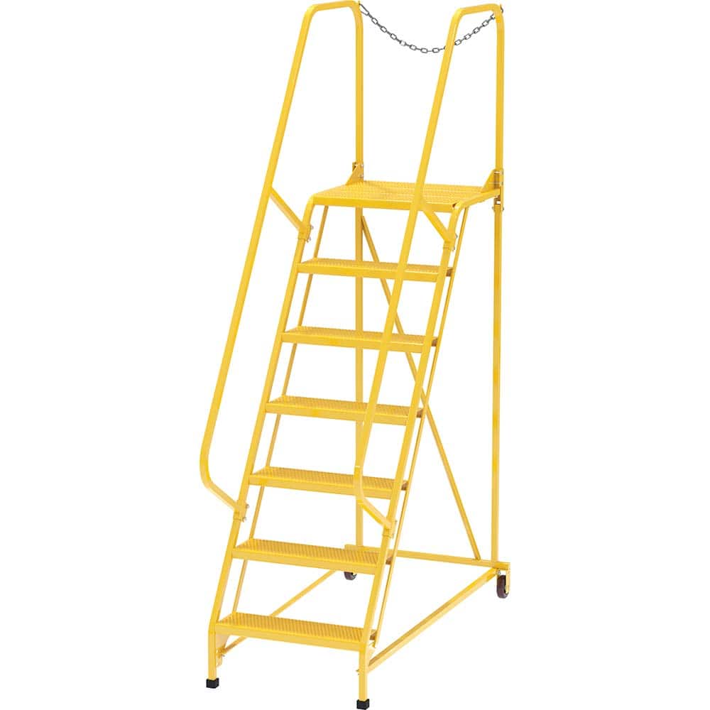 Vestil - Rolling & Wall Mounted Ladders & Platforms; Type: Maintenance Ladder ; Style: Portable Maintenance Ladder ; Number of Steps / Rungs: 7 ; Height (Inch): 100 ; Load Capacity (Lb.): 350.000 ; Base Width (Inch): 29-1/2 - Exact Tooling