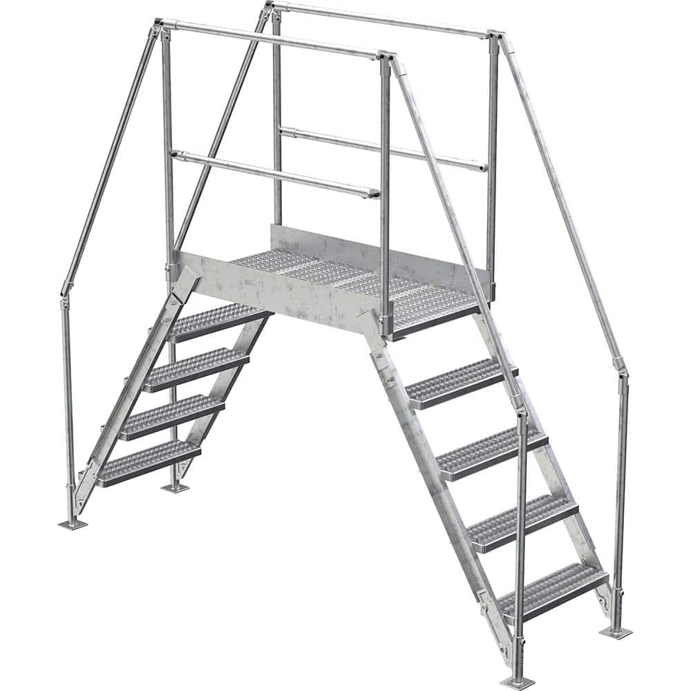 Vestil - Rolling & Wall Mounted Ladders & Platforms; Type: Crossover Bridge ; Style: Crossover ; Number of Steps / Rungs: 5 ; Height (Inch): 92-7/8 ; Load Capacity (Lb.): 500.000 ; Base Width (Inch): 29-1/4 - Exact Tooling