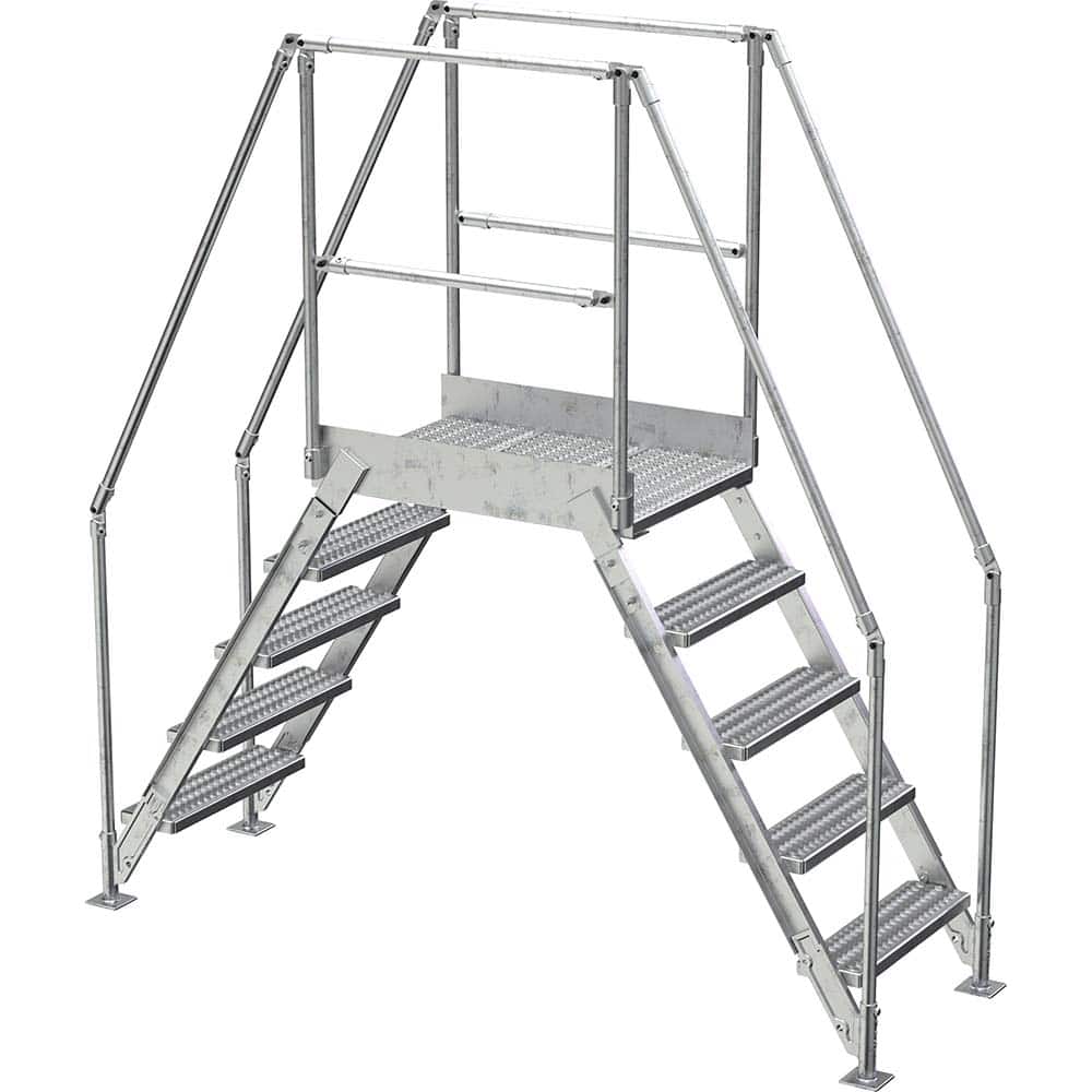 Vestil - Rolling & Wall Mounted Ladders & Platforms; Type: Crossover Bridge ; Style: Crossover ; Number of Steps / Rungs: 5 ; Height (Inch): 92-7/8 ; Load Capacity (Lb.): 500.000 ; Base Width (Inch): 29-1/4 - Exact Tooling