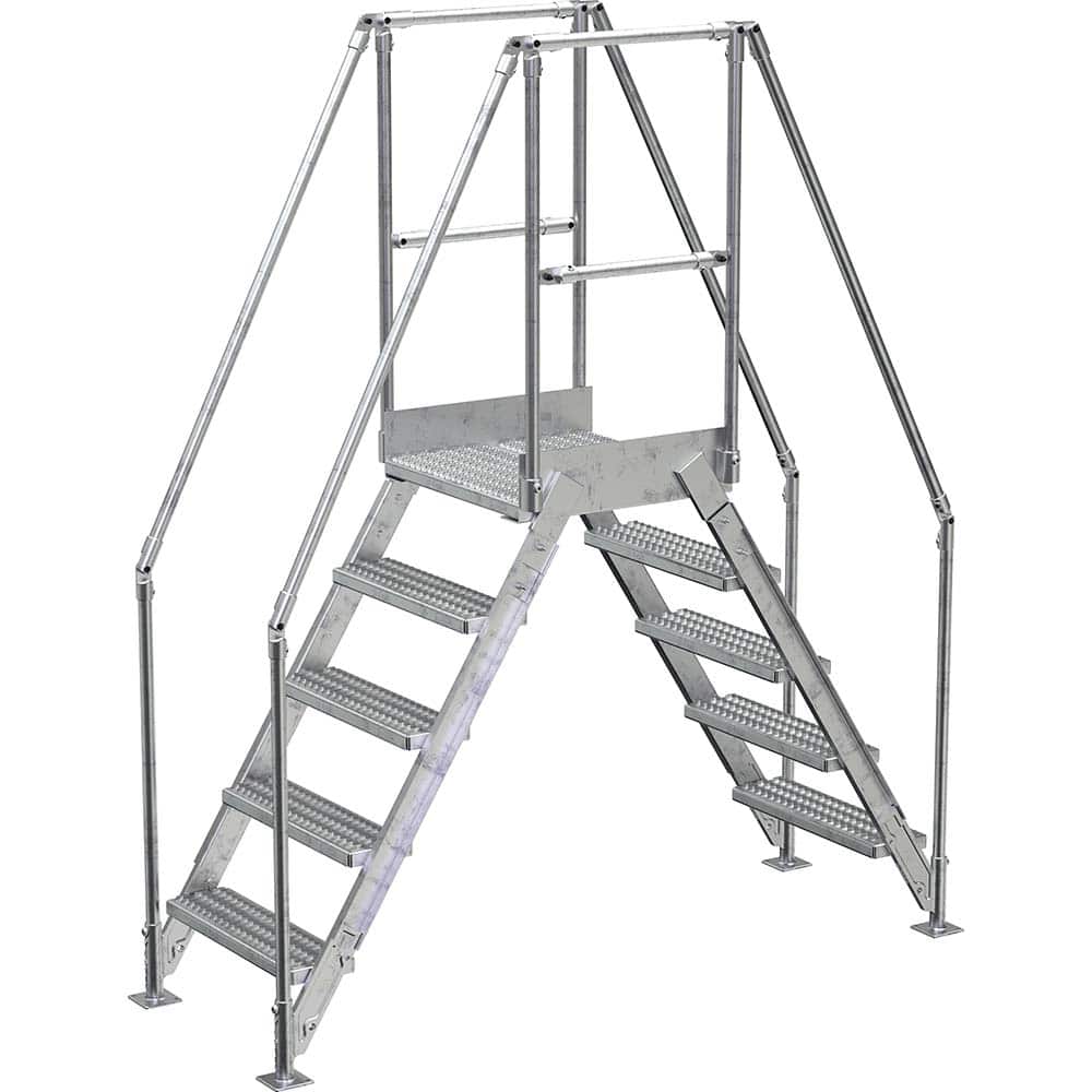 Vestil - Rolling & Wall Mounted Ladders & Platforms; Type: Crossover Bridge ; Style: Crossover ; Number of Steps / Rungs: 5 ; Height (Inch): 92-7/8 ; Load Capacity (Lb.): 500.000 ; Base Width (Inch): 29-1/4 - Exact Tooling