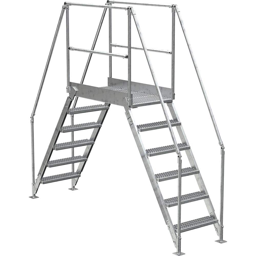 Vestil - Rolling & Wall Mounted Ladders & Platforms; Type: Crossover Bridge ; Style: Crossover ; Number of Steps / Rungs: 6 ; Height (Inch): 102-7/8 ; Load Capacity (Lb.): 500.000 ; Base Width (Inch): 29-1/4 - Exact Tooling