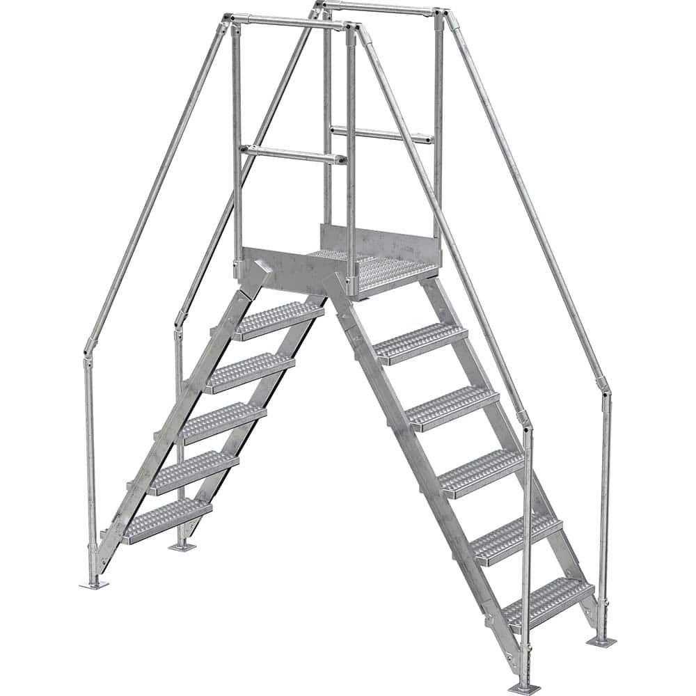 Vestil - Rolling & Wall Mounted Ladders & Platforms; Type: Crossover Bridge ; Style: Crossover ; Number of Steps / Rungs: 6 ; Height (Inch): 102-7/8 ; Load Capacity (Lb.): 500.000 ; Base Width (Inch): 29-1/4 - Exact Tooling