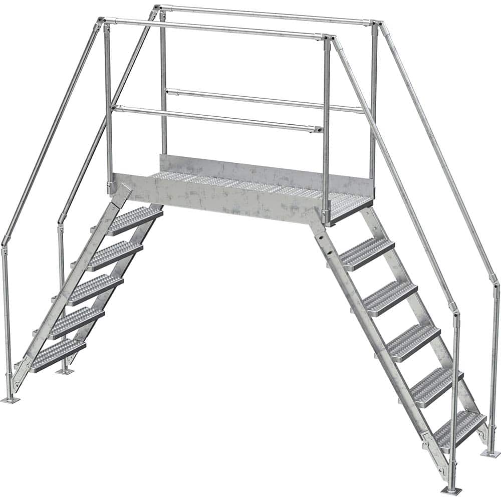 Vestil - Rolling & Wall Mounted Ladders & Platforms; Type: Crossover Bridge ; Style: Crossover ; Number of Steps / Rungs: 6 ; Height (Inch): 103 ; Load Capacity (Lb.): 500.000 ; Base Width (Inch): 29-1/4 - Exact Tooling
