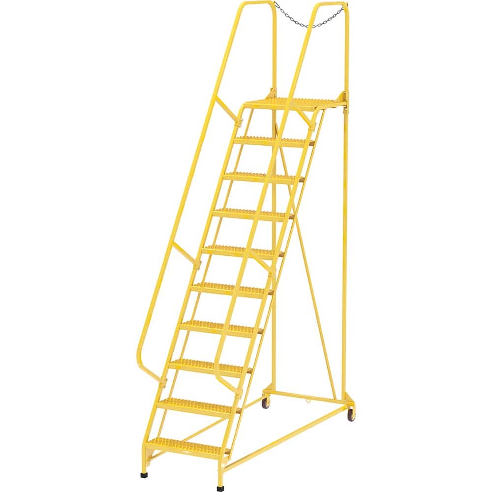 Vestil - Rolling & Wall Mounted Ladders & Platforms; Type: Maintenance Ladder ; Style: Portable Maintenance Ladder ; Number of Steps / Rungs: 10 ; Height (Inch): 130 ; Load Capacity (Lb.): 350.000 ; Base Width (Inch): 32 - Exact Tooling