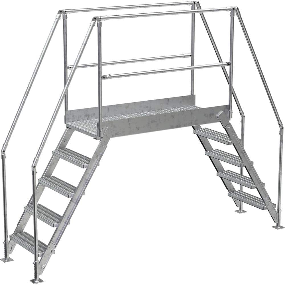 Vestil - Rolling & Wall Mounted Ladders & Platforms; Type: Crossover Bridge ; Style: Crossover ; Number of Steps / Rungs: 5 ; Height (Inch): 93 ; Load Capacity (Lb.): 500.000 ; Base Width (Inch): 29-1/4 - Exact Tooling