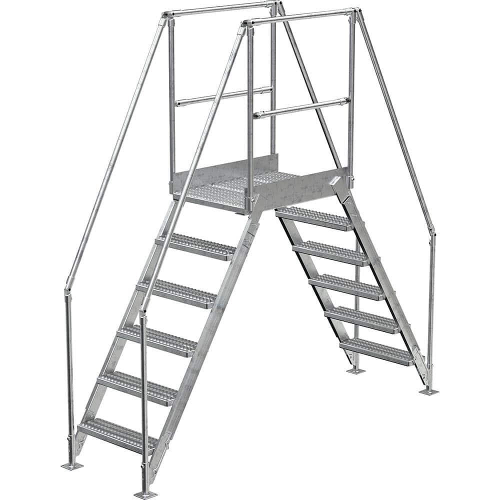 Vestil - Rolling & Wall Mounted Ladders & Platforms; Type: Crossover Bridge ; Style: Crossover ; Number of Steps / Rungs: 6 ; Height (Inch): 102-7/8 ; Load Capacity (Lb.): 500.000 ; Base Width (Inch): 29-1/4 - Exact Tooling
