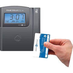 Pyramid - Time Clocks & Time Recorders; Punch Style: Automatic; Electronic ; Power Source: 110/220; 120VAC Plug-in ; Display Type: LCD Display ; Registration Output: 0-23 Hours, Date, Minutes, Month ; Material: Plastic ; Color: Black - Exact Tooling