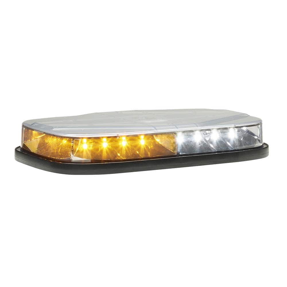 Federal Signal Corp - Emergency Light Assemblies; Type: Mini LED Lightbar ; Flash Rate: Variable ; Mount: Permanent ; Color: Amber/White ; Power Source: 12-24V DC ; Overall Height (Decimal Inch): 1.6200 - Exact Tooling