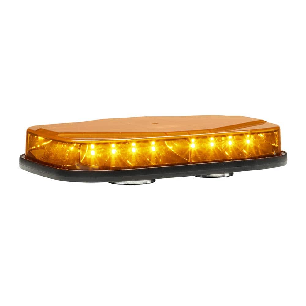 Federal Signal Corp - Emergency Light Assemblies; Type: Mini LED Lightbar ; Flash Rate: Variable ; Mount: Magnetic ; Color: Amber ; Power Source: 12-24V DC ; Overall Height (Decimal Inch): 1.9200 - Exact Tooling