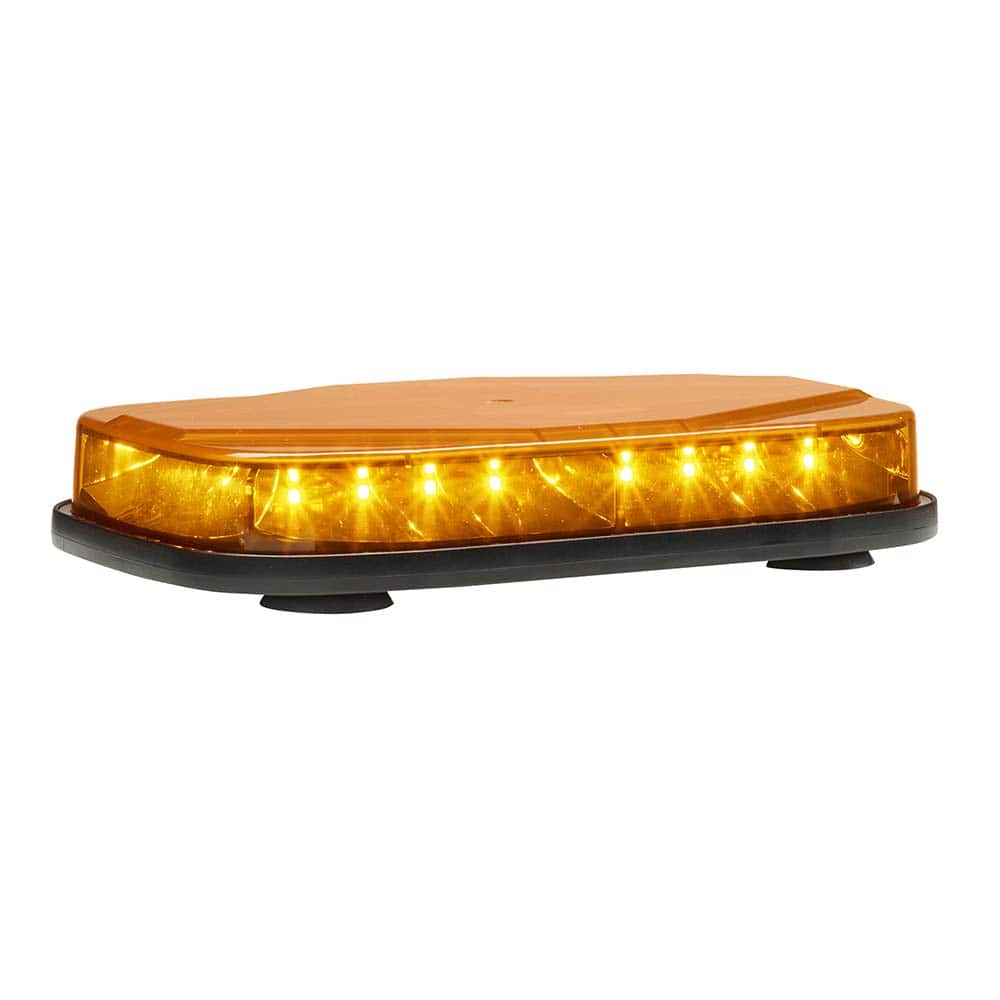 Federal Signal Corp - Emergency Light Assemblies; Type: Mini LED Lightbar ; Flash Rate: Variable ; Mount: Suction Cup ; Color: Amber ; Power Source: 12-24V ; Overall Height (Decimal Inch): 2.0800 - Exact Tooling