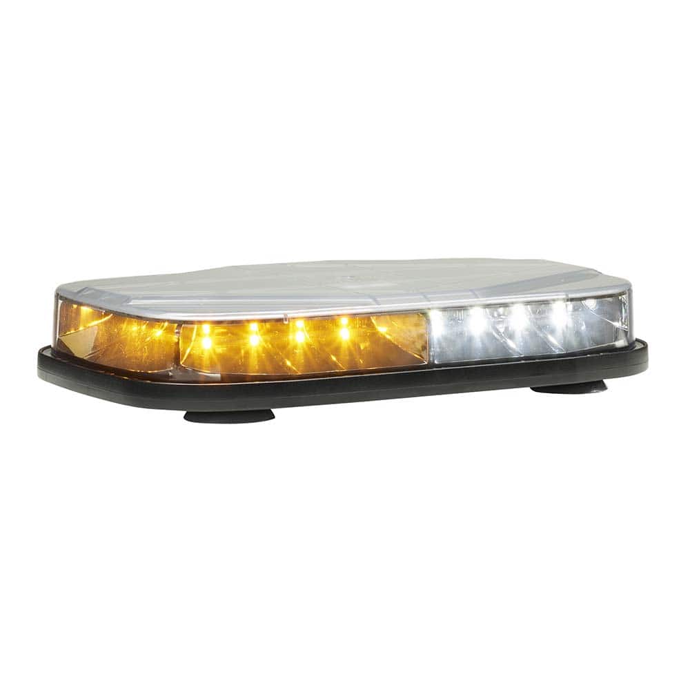 Federal Signal Corp - Emergency Light Assemblies; Type: Mini LED Lightbar ; Flash Rate: Variable ; Mount: Suction Cup ; Color: Amber/White ; Power Source: 12-24V DC ; Overall Height (Decimal Inch): 2.0800 - Exact Tooling