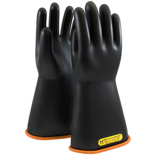 ‎155-2-14/8 - Novax - Natural Rubber Insulating Glove - Class 2 - 14″ - Black/Orange - Straight Cuff - Exact Tooling
