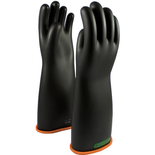 ‎155-3-18/10 - Novax - Natural Rubber Insulating Glove - Class 3 - 18″ - Black/Orange - Straight Cuff - Exact Tooling