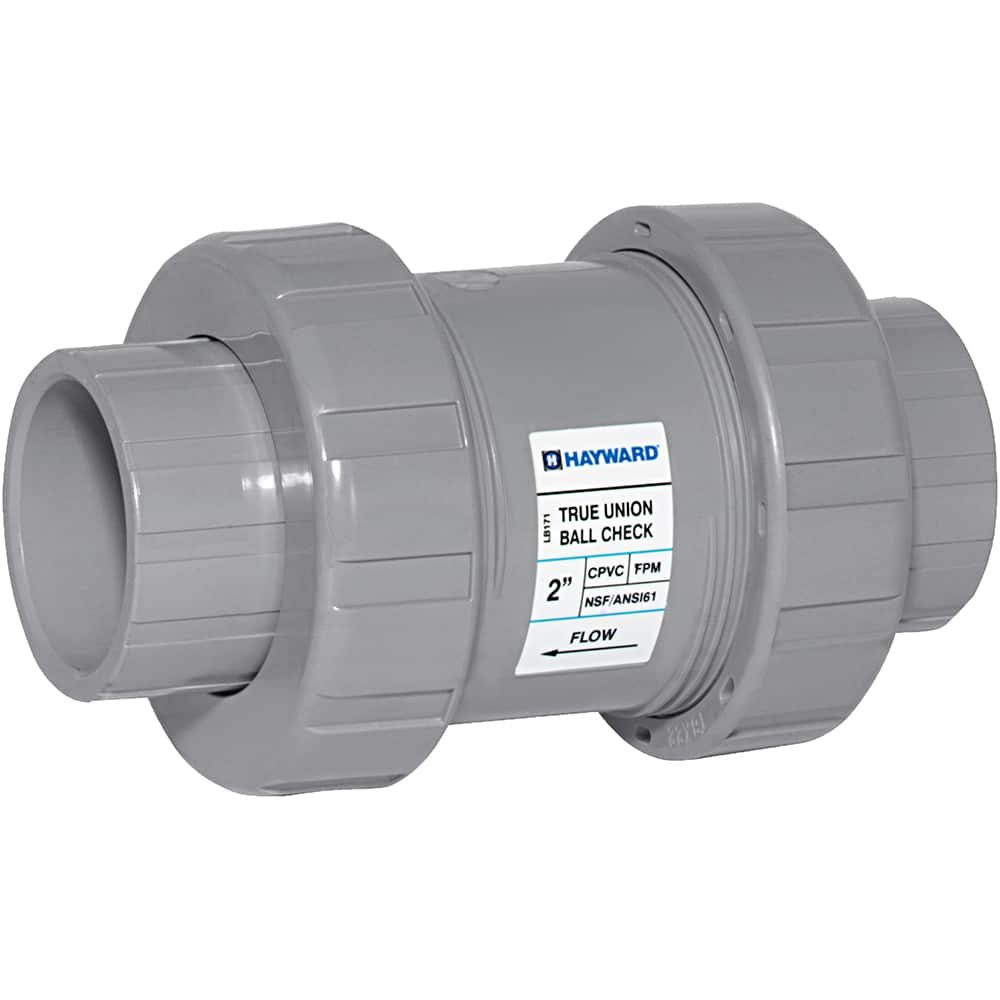 Hayward - Check Valves; Design: In-line; True Union Ball Check ; Tube Outside Diameter (mm): 101.600 ; Pipe Size (Inch): 4 ; Tube Outside Diameter (Inch): 4 ; End Connections: Threaded ; Material: CPVC - Exact Tooling