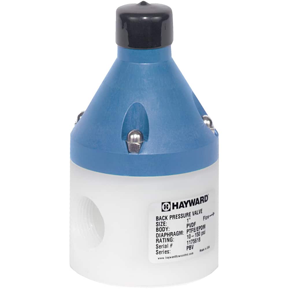 Hayward - Pressure Reducing Valves; Type: Back Pressure Valve ; Maximum Pressure (psi): 150.00 ; Thread Size: 3/8 ; Connection Type: FNPT ; Height (Inch): 3.55 ; Width (Inch): 2-1/3 - Exact Tooling