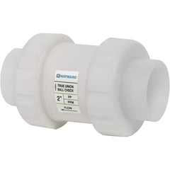 Hayward - Check Valves; Design: In-line; True Union Ball Check ; Tube Outside Diameter (mm): 38.100 ; Pipe Size (Inch): 1-1/2 ; Tube Outside Diameter (Inch): 1-1/2 ; End Connections: Threaded ; Material: Polypropylene - Exact Tooling