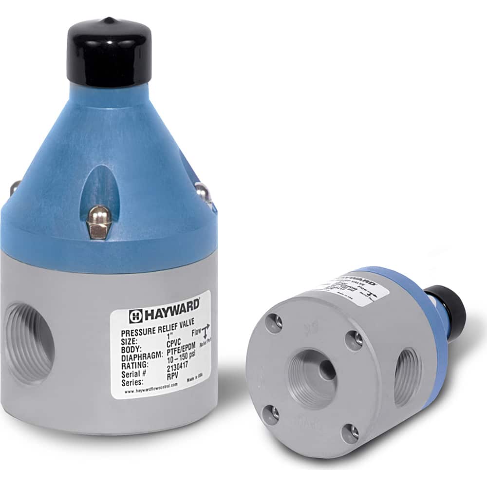 Hayward - Pressure Reducing Valves; Type: 3-Port Pressure Relief Valve ; Maximum Pressure (psi): 250.00 ; Thread Size: 1/2 ; Connection Type: FNPT ; Height (Inch): 4-1/4 ; Width (Inch): 2-1/3 - Exact Tooling