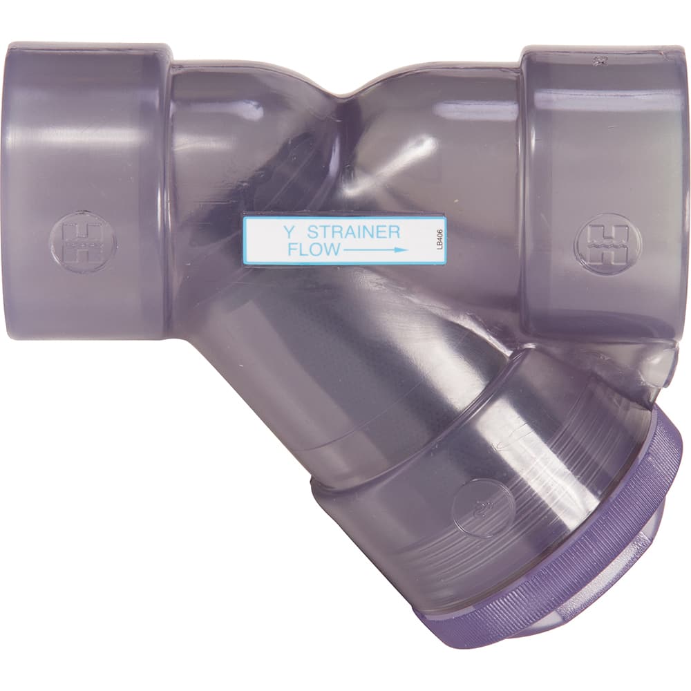Hayward - 1-1/4" Pipe, Threaded Ends, Clear PVC Y-Strainer - Exact Tooling