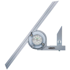 Insize USA LLC - Digital & Dial Protractors; Style: Dial ; Measuring Range (Degrees): 360.00 ; Magnetic Base: No ; Resolution (Minutes): 5.00 ; Data Output: No ; Blade Length (Inch): 12 - Exact Tooling