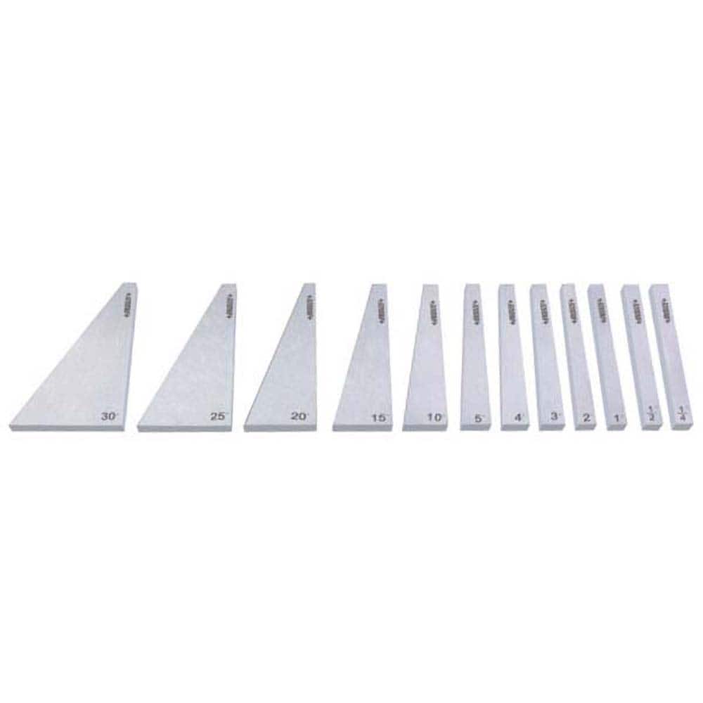 Insize USA LLC - Angle Block Sets; Minimum Angle Included: 0.25 ; Maximum Angle Included: 30.00 ; Angles Included: 0.25; 0.50; 1.00; 10.00; 15.00; 2.00; 20.00; 25.00; 3.00; 30.00; 4.00; 5.00 ; Overall Length (Inch): 2.992 ; Thickness (Decimal Inch): 0.25 - Exact Tooling
