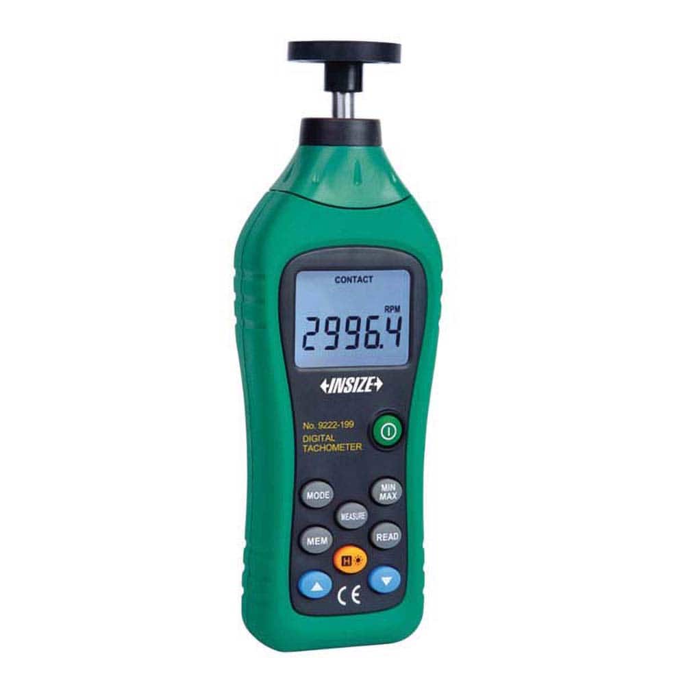 Insize USA LLC - Tachometers; Type: Contact ; Minimum Measurement (RPM): 50.00 ; Maximum Measurement (RPM): 19999 (Contact) ; Meter Length (mm): 183.00 ; Meter Length (Inch): 7.2000 ; Meter Length (Decimal Inch): 7.2000 - Exact Tooling