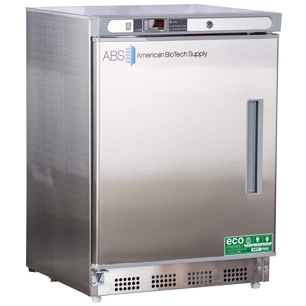 American BioTech Supply - Laboratory Refrigerators and Freezers; Type: Undercounter Built-In Stainless Steel Refrigerator ; Volume Capacity: 4.5 Cu. Ft. ; Minimum Temperature (C): 1.00 ; Maximum Temperature (C): 10.00 ; Width (Inch): 23-3/4 ; Depth (Inch - Exact Tooling
