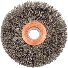 2-1/2″ Small Diameter Crimped Wire Wheel, .014″ Steel Fill, 1/2″-3/8″ Arbor Hole - Exact Tooling