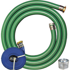 JGB Enterprises - Liquid Suction & Discharge Hose; Inside Diameter (Inch): 2 ; Length (Feet): 15 ; Material: PVC ; Working Pressure (psi): 50.000 ; Vacuum Rating: 29 In. Hg ; Color: Green, Blue - Exact Tooling