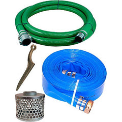JGB Enterprises - Liquid Suction & Discharge Hose; Inside Diameter (Inch): 4 ; Length (Feet): 20 ; Material: PVC ; Working Pressure (psi): 50.000 ; Vacuum Rating: 29 In. Hg ; Color: Green, Blue - Exact Tooling