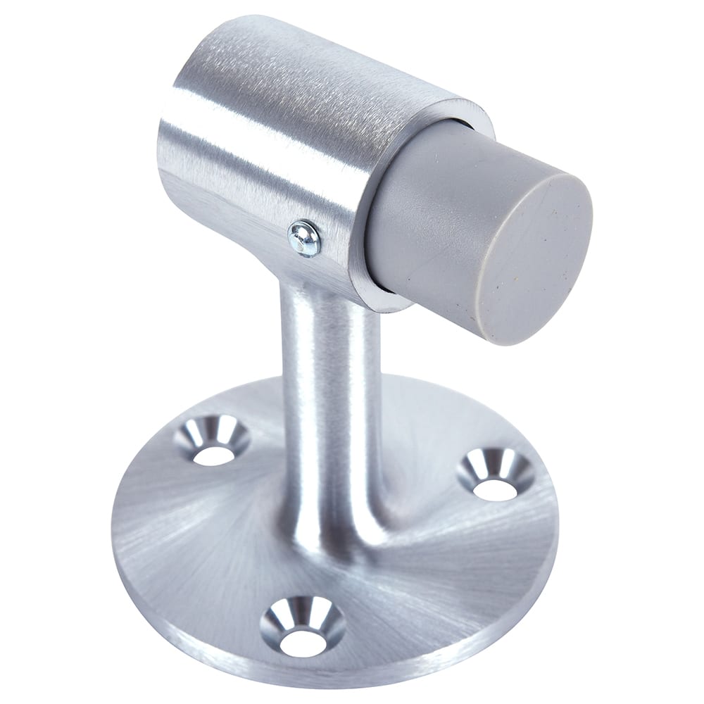 Rockwood - Stops; Type: Angle Floor Stop ; Finish/Coating: Satin Chrome ; Projection: 3 (Inch); Mount Type: Floor - Exact Tooling