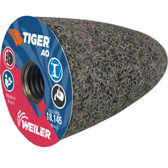 Weiler - Cones & Plugs; Head Thickness (Inch): 3.00 ; Abrasive Material: Aluminum Oxide ; Grit: 24 ; Grade: Coarse ; Wheel Type Number Code: 16 ; Arbor Hole Thread Size: 5/8-11 - Exact Tooling