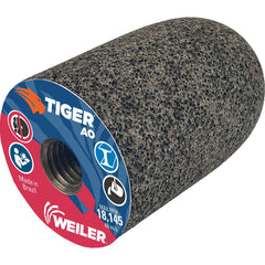 Weiler - Cones & Plugs; Head Thickness (Inch): 3.00 ; Abrasive Material: Aluminum Oxide ; Grit: 24 ; Grade: Coarse ; Wheel Type Number Code: 18R ; Arbor Hole Thread Size: 5/8-11 - Exact Tooling