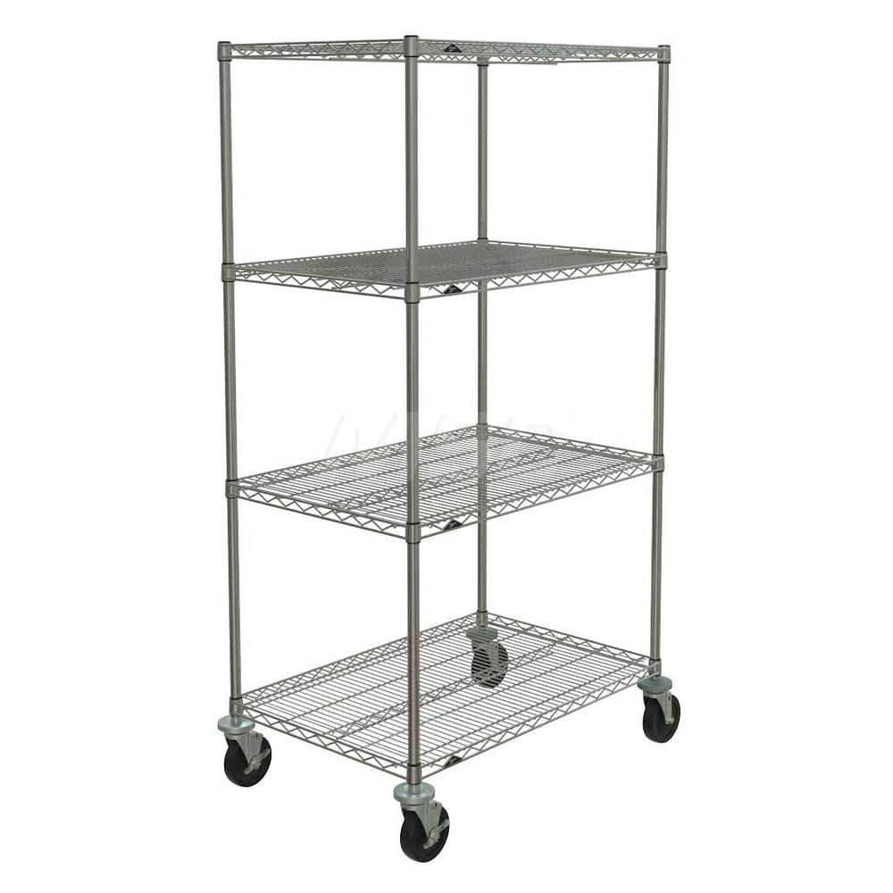Metro - Carts; Type: Wire ; Load Capacity (Lb.): 600.000 ; Number of Shelves: 4 ; Width (Inch): 26-3/16 ; Length (Inch): 38 ; Height (Inch): 67-7/8 - Exact Tooling