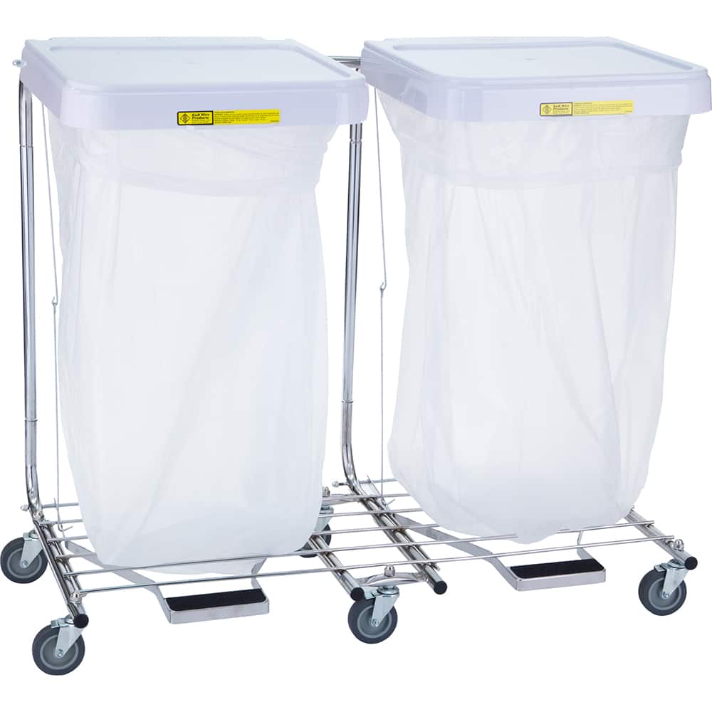 R&B Wire Products - Janitor Carts & Caddies; Type: Hamper ; Material: Steel, ABS Plastic ; Width (Inch): 39.5 ; Length: 17.75 (Inch); Height (Inch): 35 ; Color: White - Exact Tooling