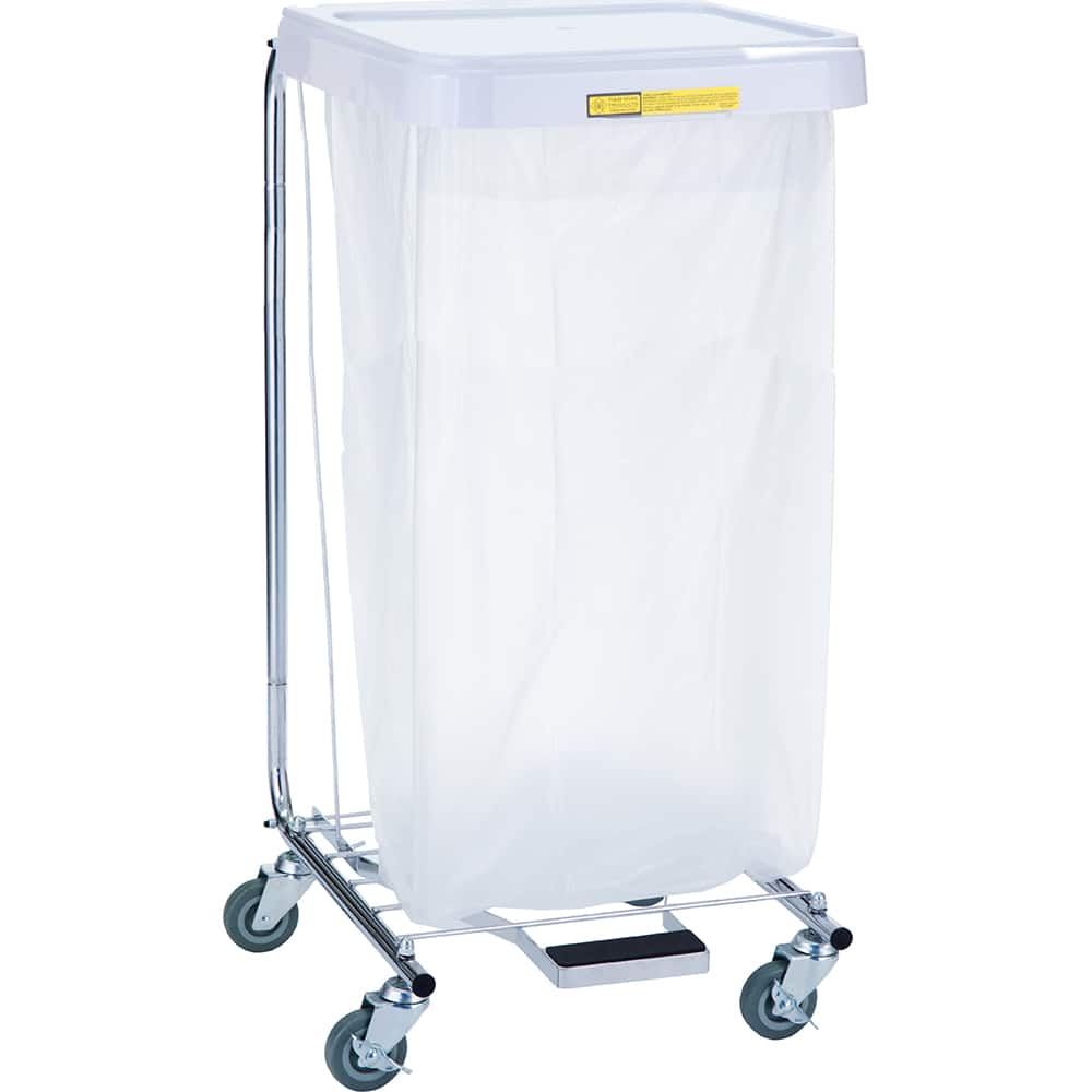 R&B Wire Products - Janitor Carts & Caddies; Type: Hamper ; Material: Steel, ABS Plastic ; Width (Inch): 17.75 ; Length: 17.75 (Inch); Height (Inch): 35 ; Color: White - Exact Tooling