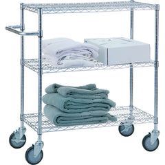 R&B Wire Products - Carts; Type: Triple Shelf Utility Cart ; Load Capacity (Lb.): 750.000 ; Number of Shelves: 3 ; Width (Inch): 36 ; Length (Inch): 18 ; Height (Inch): 42 - Exact Tooling