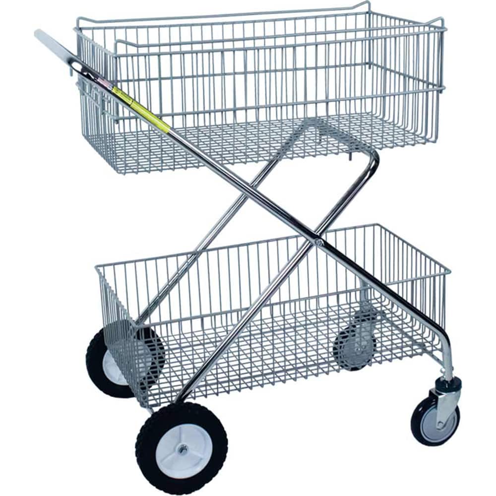 R&B Wire Products - Carts; Type: Double Basket Rolling Utility Cart ; Load Capacity (Lb.): 40.000 ; Width (Inch): 16 ; Length (Inch): 29-1/2 ; Height (Inch): 37 ; Material: Steel - Exact Tooling