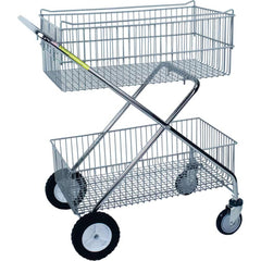 R&B Wire Products - Carts; Type: Double Basket Rolling Utility Cart ; Load Capacity (Lb.): 40.000 ; Width (Inch): 16 ; Length (Inch): 29-1/2 ; Height (Inch): 37 ; Material: Steel - Exact Tooling