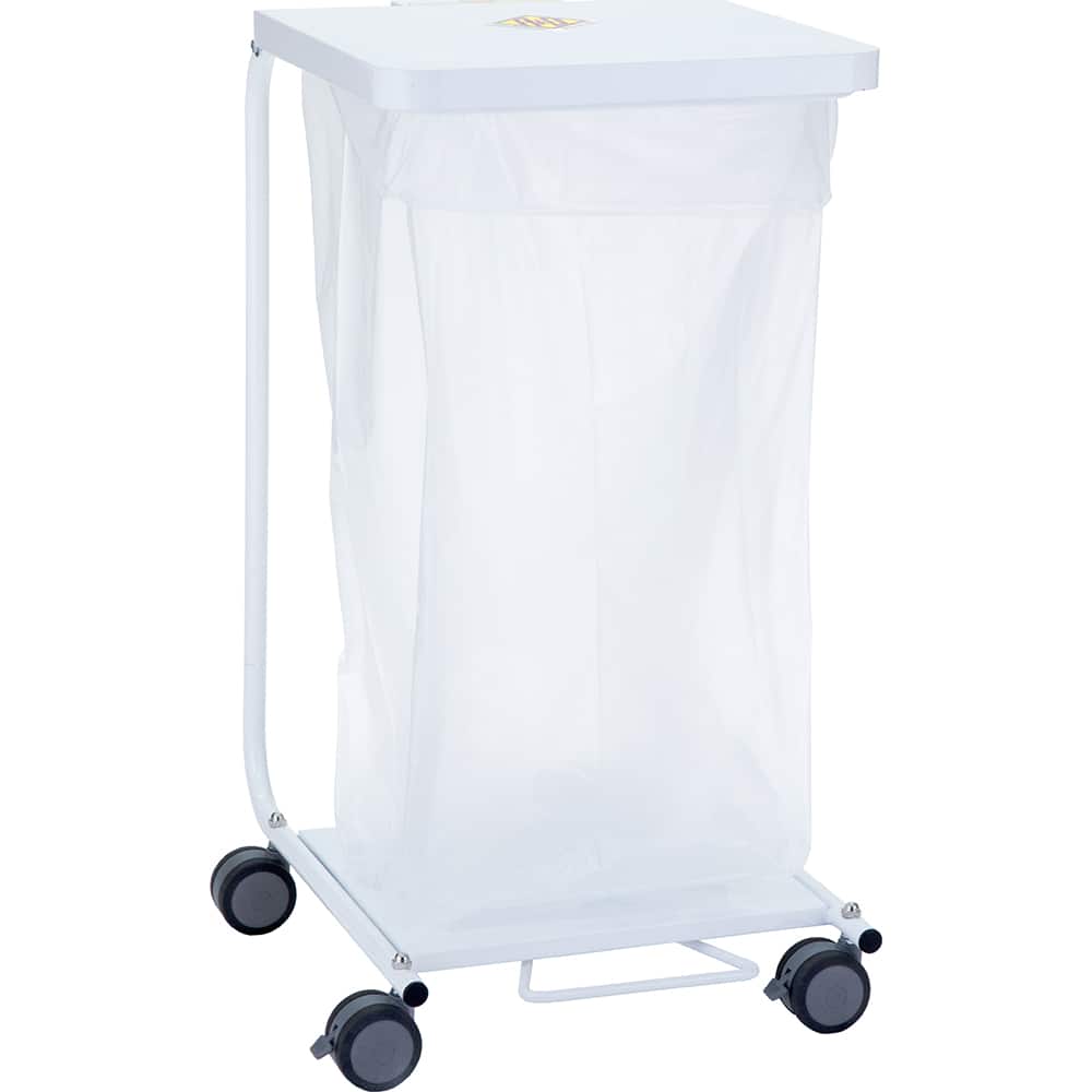 R&B Wire Products - Janitor Carts & Caddies; Type: Hamper ; Material: Steel ; Width (Inch): 18 ; Length: 21.75 (Inch); Height (Inch): 34.5 ; Color: White - Exact Tooling