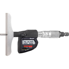 Starrett - Electronic Depth Micrometers; Minimum Measurement (mm): 0 ; Minimum Measurement (Decimal Inch): 0 ; Maximum Measurement (Inch): 6.00 ; Maximum Measurement (Decimal Inch): 6.00 ; Maximum Measurement (mm): 150 ; Base Length (mm): 4.0000 - Exact Tooling