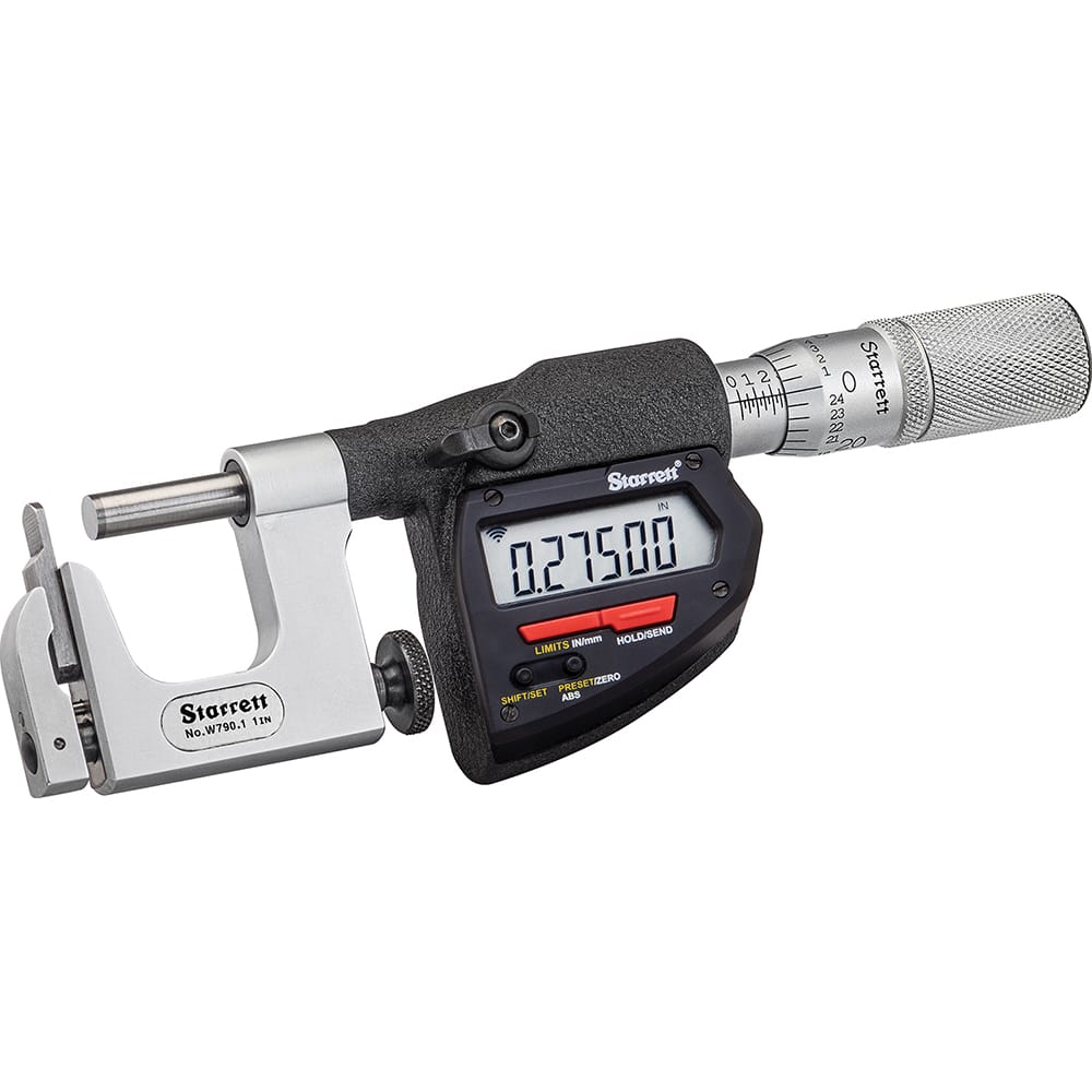 Starrett - Multi-Anvil Micrometers; Operation Type: Electronic ; Anvil Type: Round; Flat ; Minimum Measurement (mm): 0 ; Minimum Measurement (Decimal Inch): 0 ; Maximum Measurement (Decimal Inch): 1 ; Maximum Measurement (mm): 25 - Exact Tooling