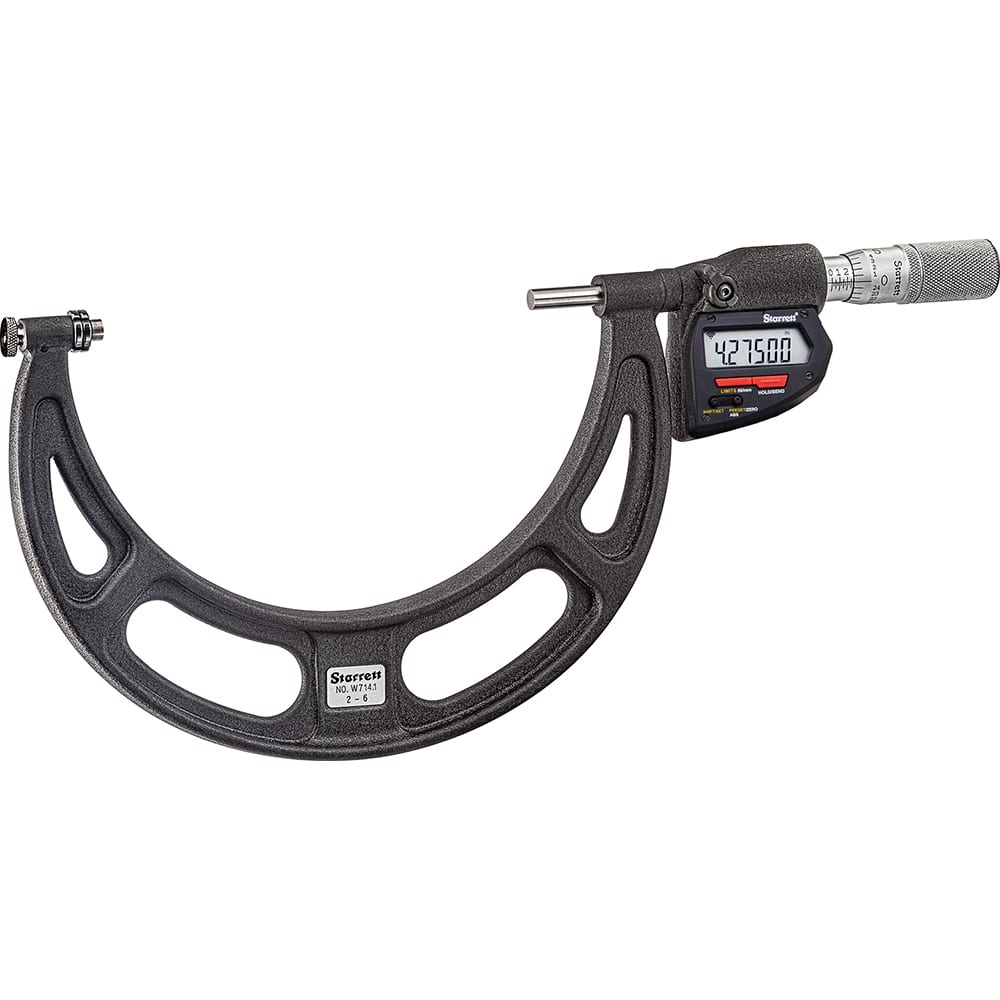 Starrett - Electronic Outside Micrometers; Type: Wireless Electronic Interchangeable Anvil Outside Micrometer ; Minimum Measurement (Decimal Inch): 2 ; Minimum Measurement (mm): 50 ; Maximum Measurement (mm): 150 ; Maximum Measurement (Decimal Inch): 6 ; - Exact Tooling