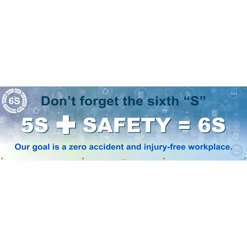 NMC - Banners; Message Type: Lean ; Legend: Don?t Forget The Sixth "S" 5S + SAFETY - Exact Tooling