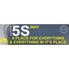 NMC - Banners; Message Type: Lean ; Legend: REMEMBER THE 5S WAY A PLACE FOR EVERYTHING & EVERYTHING IN ITS PLACE ; Graphic: 5s ; Material Type: Vinyl ; Language: English ; Length (Inch): 120 - Exact Tooling