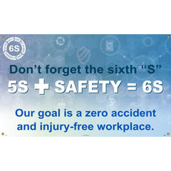 NMC - Banners; Message Type: Lean ; Legend: Don?t Forget The Sixth "S" 5S + SAFETY - Exact Tooling