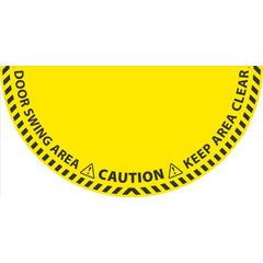 NMC - Adhesive Backed Floor Signs; Message Type: Workplace/Safety ; Graphic Type: Doorway ; Message or Graphic: DOOR SWING, KEEP CLEAR ; Legend: DOOR SWING, KEEP CLEAR ; Color: Yellow; Black ; Special Color Properties: No Special Color Properties - Exact Tooling