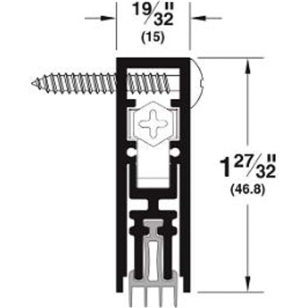 Pemko - Sweeps & Seals; Type: Acoustic Automatic Door Bottom ; Width (Inch): 19/32 ; Finish/Coating: Clear Anodized Aluminum ; Material: 6063-T6 Aircraft Aluminum ; Back Strip Brush Width (Inch): 6 ; Bristle Length (Inch): 12.0000 - Exact Tooling