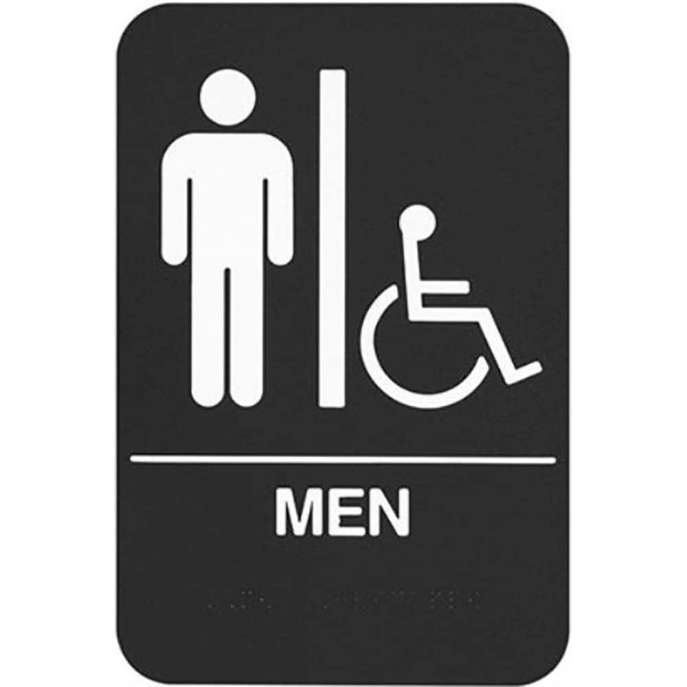 Rockwood - Safety Signs; Message or Graphic: Message & Graphic ; Sign Header: Notice ; Legend: Men ; Language: English ; Material: Plastic ; Special Color Properties: No Special Properties - Exact Tooling