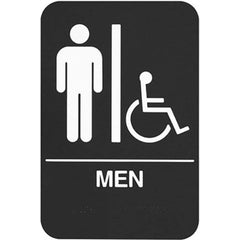 Rockwood - Safety Signs; Message or Graphic: Message & Graphic ; Sign Header: Notice ; Legend: Men ; Language: English ; Material: Plastic ; Special Color Properties: No Special Properties - Exact Tooling